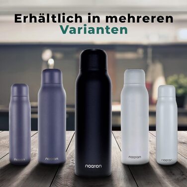 Naturaq Schwarz 600 ml, UV-C, Water Purifier, Self-Cleaning Stainless Steel Insulated Water Bottle, Thermos, Lightweight, for Camping, Hiking, Travel