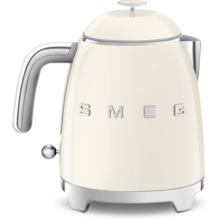 Електричний чайник Smeg KLF05CREU, 0.8 л, кремовий колір, нержавіюча сталь, захист від перегріву, індикатор рівня води, антиковзаюче дно, вбудована котушка для кабелю, 1400W