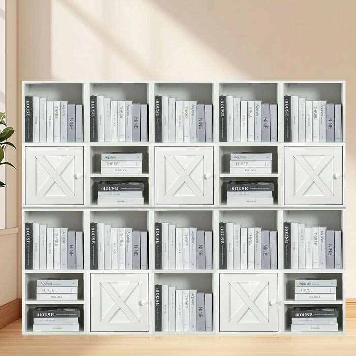 FUSUNBAO Magic DIY Cube Storage Organizer, Stackable Cubes for Home, Books, Clothes, Toys, Modular Storage System, Closet Organizer, Bookshelf, Closet (pure white)