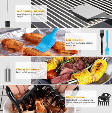 Набір грилю преміум-класу Morole: 75 предметів з нержавіючої сталі (лопатка, щипці, щітка) для кемпінгу та грилю