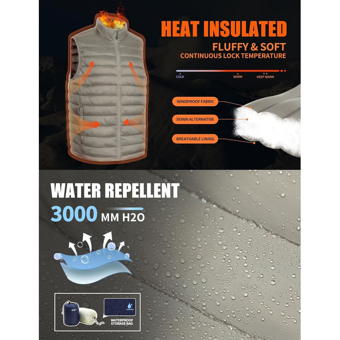 Чоловіча тепла жилетка Pioneer Camp – водонепроникна, компактна, з підкладкою – для активного відпочинку, повсякденного носіння, роботи, спорту та подорожей, хакі, розмір S