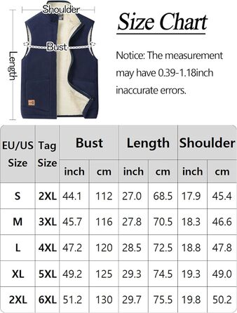 Чоловіча флісова жилетка AIEOE для осені/зими, тепла, з 4 кишенями, стійким коміром, без рукавів, для активного відпочинку, розмір EU S-XX (Asie 2X-6X), колір блакитний, XXL