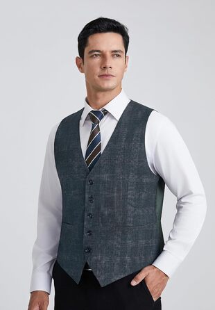 Жилет чоловічий HISDERN в клітинку, класичний, з бавовни, для весілля, в стилі 'Hahnentritt', під костюм (XXL, темно-синій)