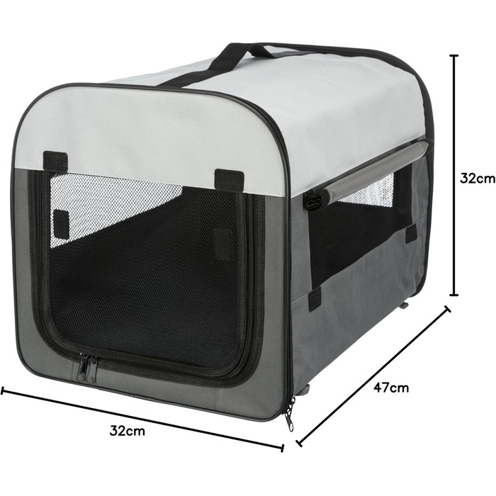 ТРИКСІ переносна переносна клітка для собак Basic, XS, 32x32x47 см - з сіткою, флісовою підкладкою, 3 кишенями, фіксаторами та тентом, у комплекті сумка – 39701 L