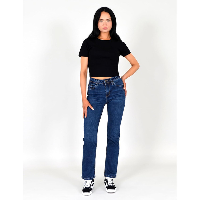 Джинси жіночі ESRA Straight Jeans з еластичного деніму, висока талія, прямі, великі розміри до 40