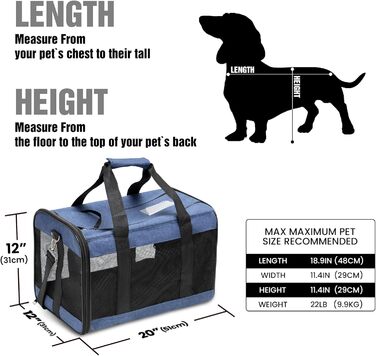 Транспортна переноска для собак та котів HITSLAM, складана, блакитна (M/L)