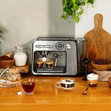 Кавоварка Cecotec Power Espresso 20 Square Pro, 1450 Вт, 20 бар, з ThermoBlock, парогенератором, знімним баком 1 л, підігрівом чашок, для еспресо