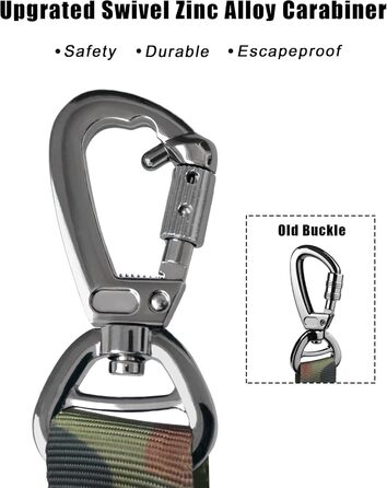 Міцна собача повідок-рулетка, камуфляжна військова повідок з автофіксатором для великих собак до 68 кг, 1,8 м, амортизуюча, з подвійним руків'ям, тактична повідок для собак