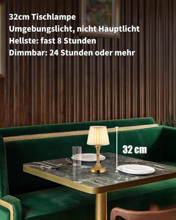 Акумуляторна настільна лампа LED з димером та сенсорним керуванням Bronze + Білий абажур для вітальні, спальні, ванної кімнати