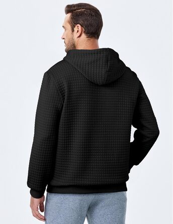 Світшот JMIERR для чоловіків з капюшоном, з довгим рукавом, вафельний візерунок, чорний, XXL