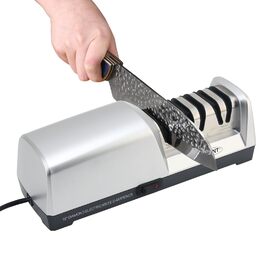Електричний точило для ножів 15 градусів 3-в-1 для м'яса та овочів, професійний, для грубого, тонкого шліфування та полірування кухонних ножів (включно з кухонними ножами)