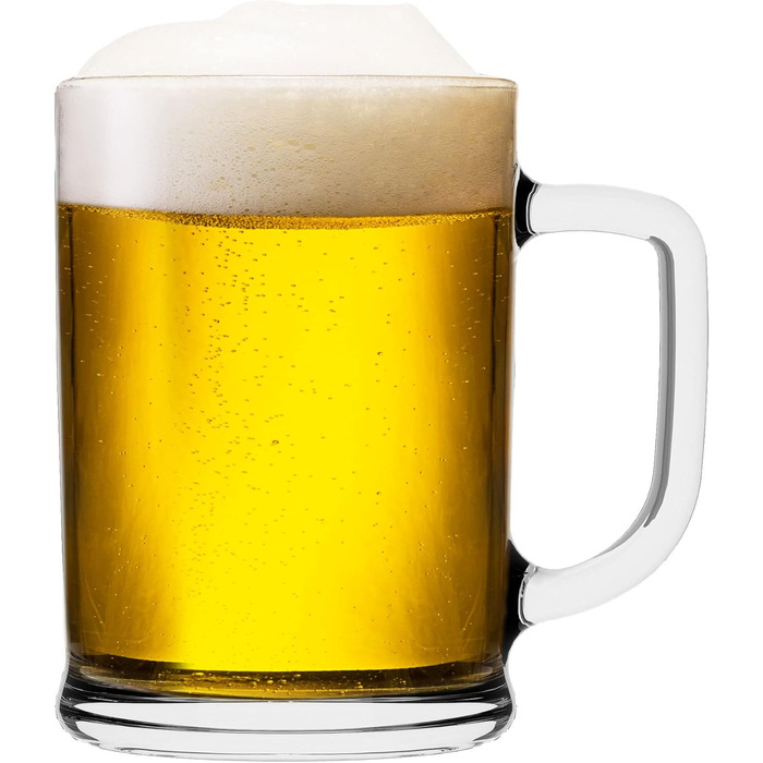TREND FOR HOME Beer Stein Set of 6, 0.5 Liter with Comfortable Handle, Glass Mug 0.5 Liter Beer Glass, Beer Stein, Beer Glasses 0.5 Beer Mug, Beer Maßkrug Glass Beer Steins Maßkrug Transparent | Ulf