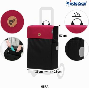 Сумка-шопер на колесах ANDERSEN Scala Shopper Hera — червоний візок-сходи climbs
