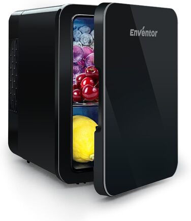 Портативний міні-холодильник Enventor 10 літрів, 220V/12V, охолоджувач/підігрівач, з LCD-дисплеєм для авто, подорожей, косметики, напоїв та продуктів (білий)
