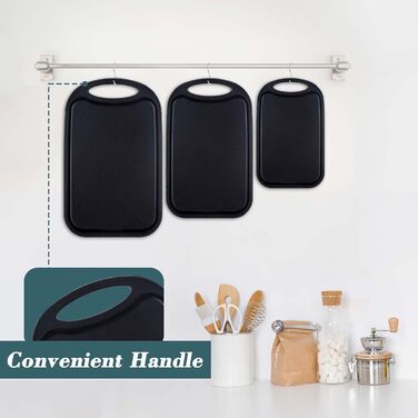 Набір з 3 дерев'яних обробних дощок Hunnycook: велика, середня, маленька, з жолобками для соку, антибактеріальні, чорні, BPA-free, для миття в посудомийній машині