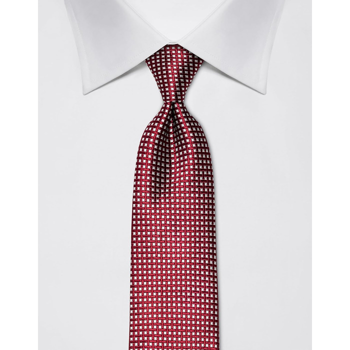 Краватка чоловіча Vincenzo Boretti шовкова в клітку бордового кольору 8 см для костюма та сорочки