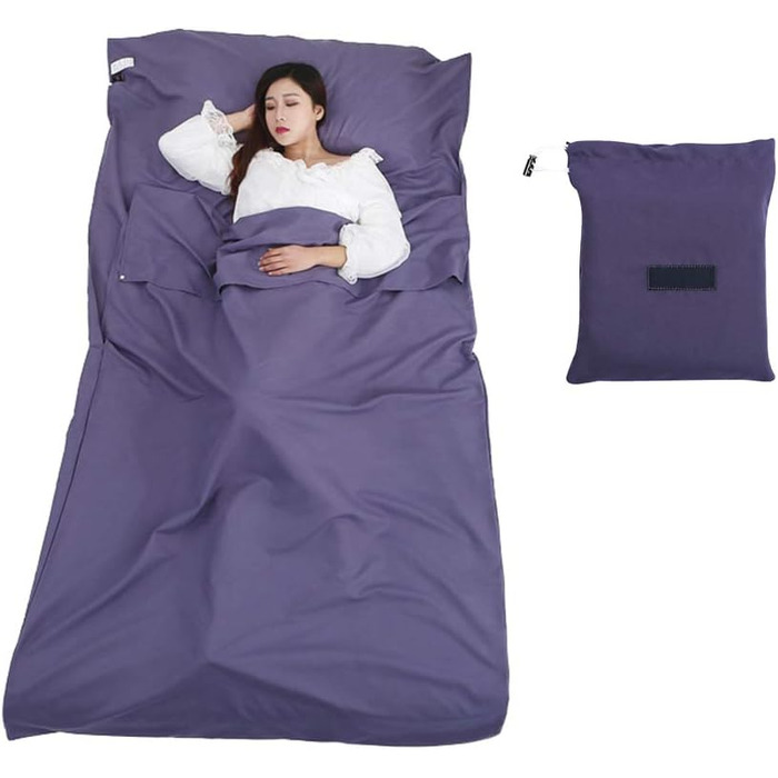 Calayu Portable Sleeping Bag, Travel Sleeping Bag Travel Blanket made of Polyester Fiber with Storage Bag for Travel, Hotels, Camping