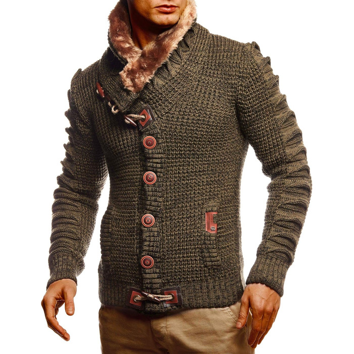 Чоловіча вітрозахисна куртка Leif Nelon з ґудзиками, Regular Fit, чоловічий кардиган з довгим рукавом, ідеальний для повсякденного та ділового стилю, сірий, чорний (S, Хакі-чорний)