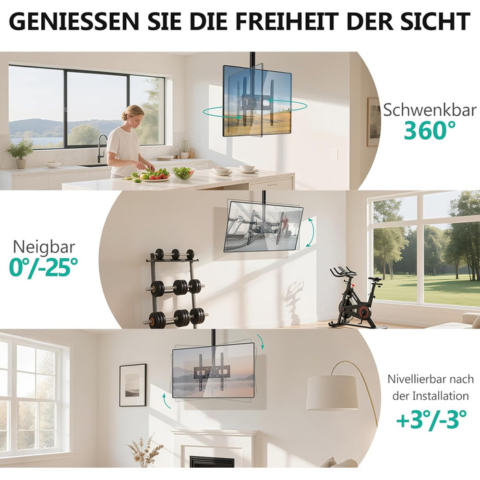 Кронштейн для телевізора WALI поворотний, настінний, 66-165 см (до 45 кг), VESA 400x400, чорний