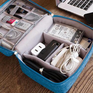 Водонепроникна сумка-органайзер для кабелів та аксесуарів: USB-накопичувачі, SD-карти, Power Bank (Himmelblau)