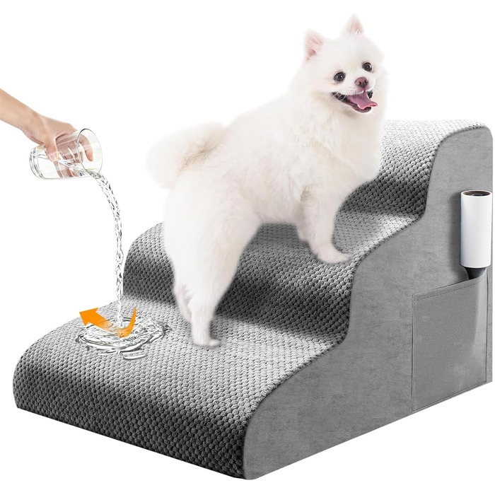 Сходинка для собак та котів 3 ступені, 40 см, протиковзка, для літніх тварин, з щільного піноматеріалу, знімна та миється, портативна рамка для собак, котів, софи, ліжка, авто