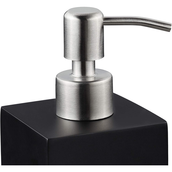 Дозатор для мила Relaxdays 300 мл, наповнюваний, для ванної/кухні, білий (чорний), полірезин, нержавіюча сталь