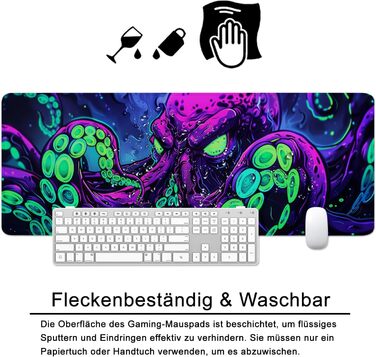 Килимок для миші Octopus, фіолетовий, 80x30 см, XL, великий, для геймінгу, під клавіатуру, Desk Pad & Desk Mat