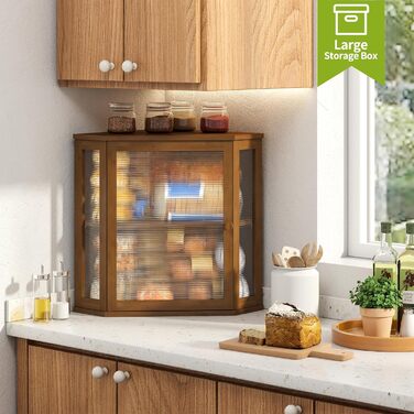 Браун Box Eck-Brotkasten для кухні, на стільницю, двошаровий, бамбук, чорний, великий об'єм