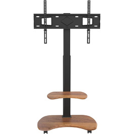 Підставка для телевізора Stellar на колесах з полицею, біла (волоський горіх), для телевізорів 32-70 дюймів, до 45 кг, VESA 600x400