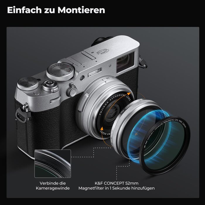 UV фільтр K&F Concept для Fujifilm X100 (X100F/X100S/X100T/X100V/X100VI) - захист об'єктива