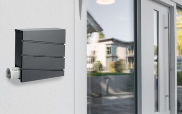 Поштовий ящик Monzana XXL з газетницею, оглядовим вікном, замком (2 ключі), сталь, антрацит. Легкий монтаж