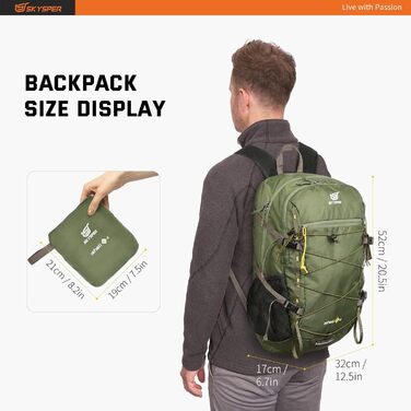 SKYSPER ISHELL 30 Foldable Backpack 30L Ultra-light Daypack Packable Daypack Waterproof Hiking Backpack Travel Backpack for Camping Outdoor Hiking Travel