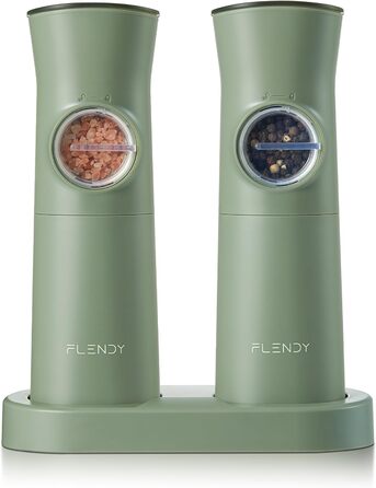 Gravity Electric Salt and Pepper Grinder Set, 2-Piece Set Rechargeable Electric Salt and Pepper Shakers with USB-C Charging Station, Electric Spice Mill for Dry Spices