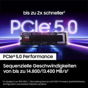 SSD Samsung 9100 PRO 2TB NVMe M.2 PCIe 5.0 – Швидкість до 14700 МБ/с, для геймінгу, відеомонтажу та AI