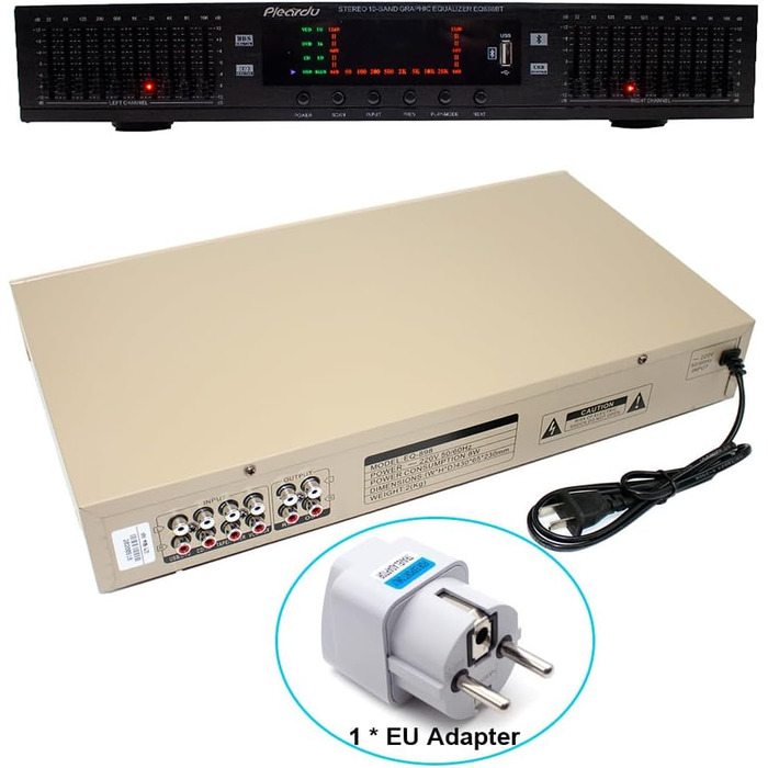 HIFI цифровий стерео еквалайзер Toplionace EQ898, 220В, USB, Bluetooth, двоканальний, 10-смуговий, чорний, для дому та сцени