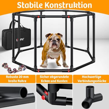LOVPET® Indoor/Outdoor Dog Playpen - Puppy Pen, Dog Cage with Oxford Fabric, Small Animal Enclosure, Cat Run - Includes Toys & Pads, 72x72x43cm, Anthracite Gray