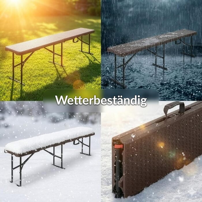 Стіл-буфет Floordirekt Buffettisch: розкладний пластиковий стіл 183x76 см з ручкою для перенесення, для саду, тераси, балкону, кемпінгу (на 6 осіб)