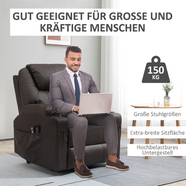 HOMCOM Electric TV Lift Chair with Assistance, 330 lbs, Brown