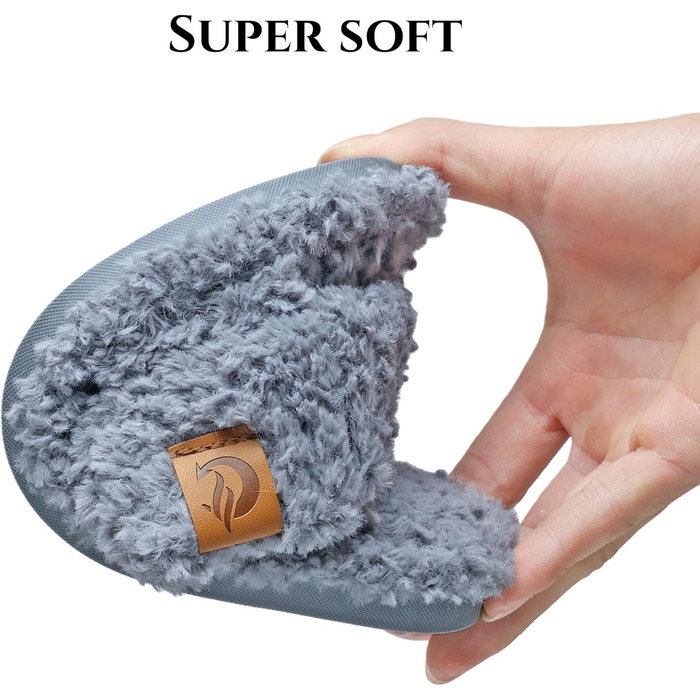 Жіночі плюшеві домашні тапочки SMajong, зимові, теплі, м'які, з антиковзким покриттям, сірі, 38/39 EU