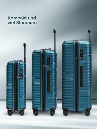 Набір ультралегких валіз Pactastic з жорстким корпусом, 3 предмети, Turquoise Metallic