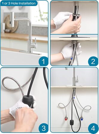 Кухонний змішувач Schwarz Waterfall з висувною лійкою та 3 режимами, 360° обертання, з нержавіючої сталі (щітка)