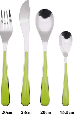 EXZACT Cutlery Set with Stand / 24 PCS Stainless Steel Cutlery Set in a Plastic Holder - Colored Handles - 6 x Forks, 6 x Knives, 6 x Spoons, 6 x Teaspoons - Green (EX153 x 24)