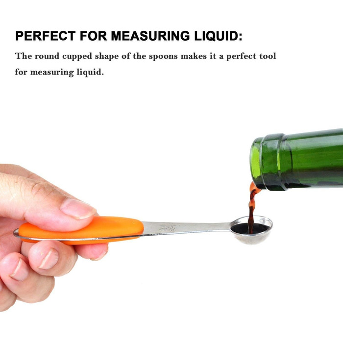 Набір мірних ложок Xingxinrong з нержавіючої сталі (5 ложок) з силіконовою ручкою, з гравіюванням шкали (US та міжнародна)