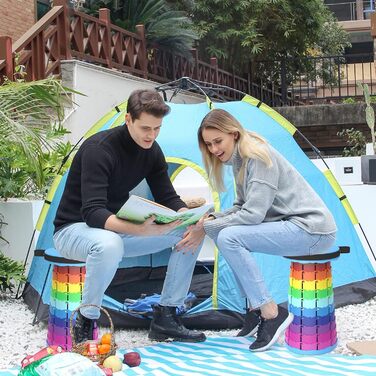 Складний туристичний стільчик Alevmoom, телескопічний, для кемпінгу, риболовлі, BBQ, 600lbs, колір: сіро-зелений (райдужний)