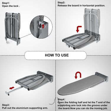 Настінна прасувальна дошка Duwee, складана, компактна, 32x93 см