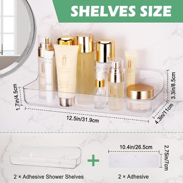 Поличка для душу на присоску без свердління, сіра, органайзер для ванної кімнати, полиця для ванної кімнати без свердління, 20 кг, полиця для кухні та ванної кімнати (подовжена версія)