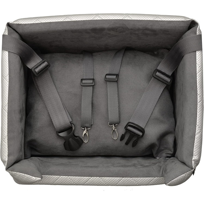 Автокрісло для собак та котів | Чорний велюр | 57x50 см | Зручне автоліжко для тварин