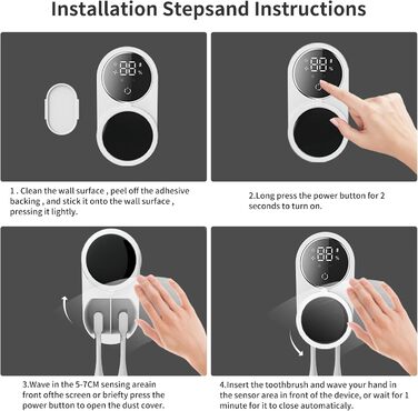 maxant UV Toothbrush Sanitizer Case, Toothbrush Holder, Organizer, Bathroom, Toothbrush Holder, Wall Mount, with Sterilizer Function, for Travel and Family