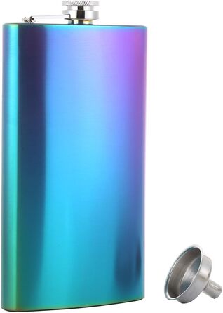 Фляга TANEAXON з воронкою та коробкою, нержавіюча сталь, не протікає (Райдужний колір, 355 мл)