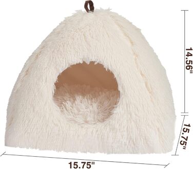 Cat Bed Washable Cat Sleeping Place for Cats Cat Cave Plush Pet Cat Head Pillow Cat House Cat Cushion Fluffy Kitten Puppy Snuggle Bed Pet Bed White